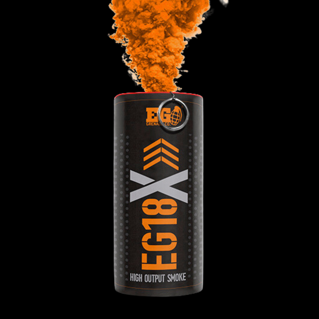 Orange 50 Second EG18X Super High Density Smoke Grenade by Enola Gaye - Coventry Fireworks King