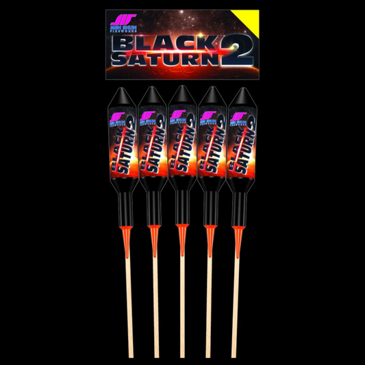 Black Saturn 2 Double Shot Rockets (5 Pack) by Bright Star Fireworks (Loud) - Coventry Fireworks King