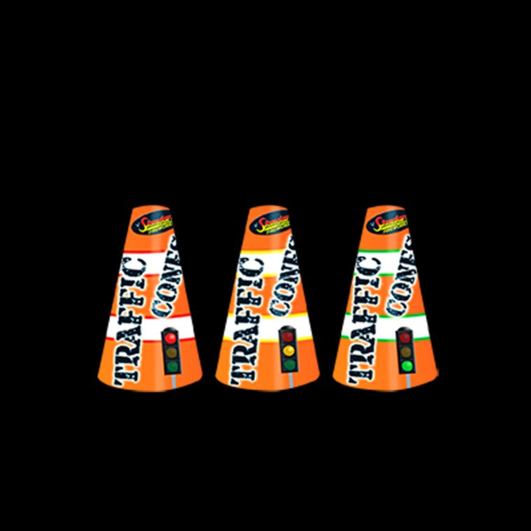 Traffic Light Cone Fountains x 3 by Standard Fireworks