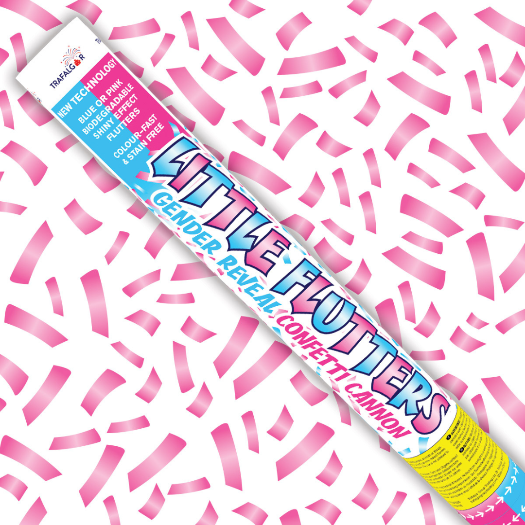 Little Flutters 50cm Gender Reveal Girl/Pink Confetti Cannon by Trafalgar - Coventry Fireworks King