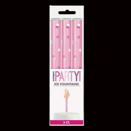 72 packets - Pink 15cm Ice Fountain Sparklers (3 Pack) by Unique Party - Coventry Fireworks King