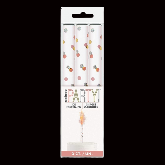 72 packets - Rose Gold 15cm Ice Fountain Sparklers (3 Pack) by Unique Party - Coventry Fireworks King