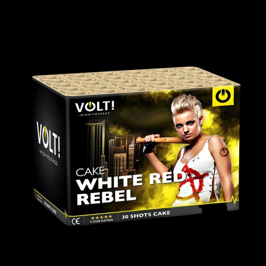 White Red Rebel 30 Shot Cake by VOLT! Fireworks - Coventry Fireworks King