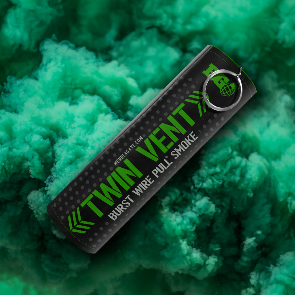 Green 30 Second Twin Vent Smoke Grenade by Enola Gaye - Coventry Fireworks King