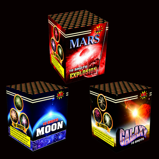 Planets of the Universe 3 Pack 16 Shot Cakes by Big Star Fireworks - Coventry Fireworks King
