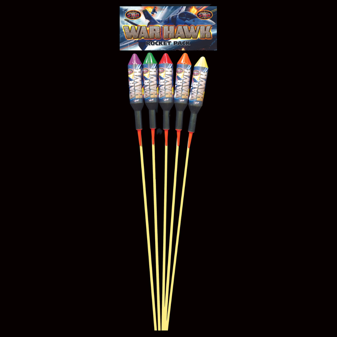 War Hawk Rockets (5 Pack) by Bright Star Fireworks (Loud) - Multibuy 2 for £55 - Coventry Fireworks King