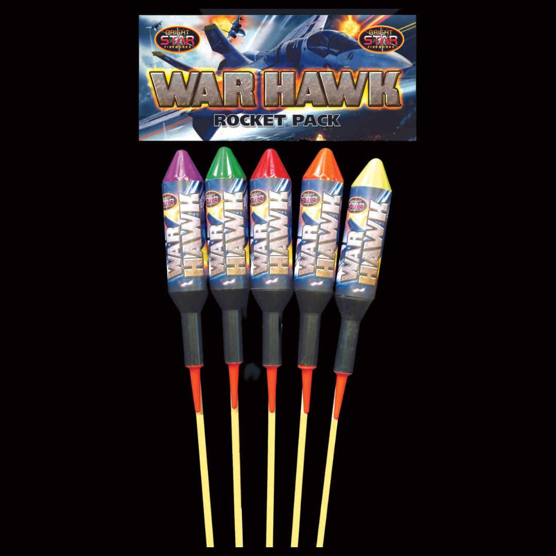 War Hawk Rockets (5 Pack) by Bright Star Fireworks (Loud) - Multibuy 2 for £55 - Coventry Fireworks King