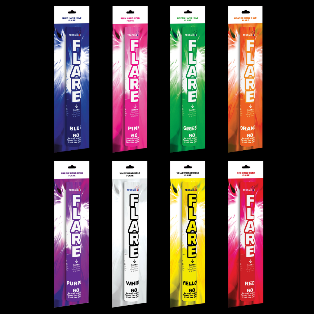Mixed 60 Second Handheld Flame Flares by Trafalgar - Coventry Fireworks King