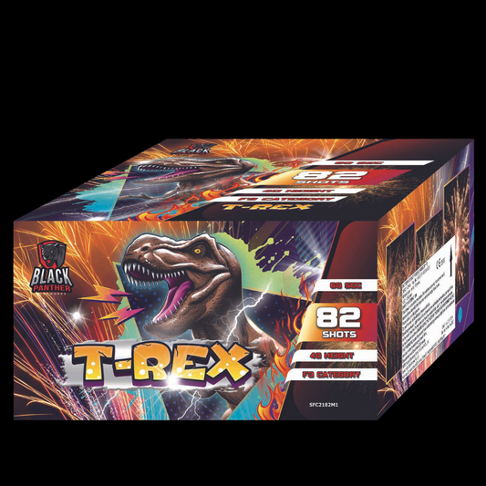 T-Rex 82 Shot Cake by Cube Fireworks (Loud) - Coventry Fireworks King