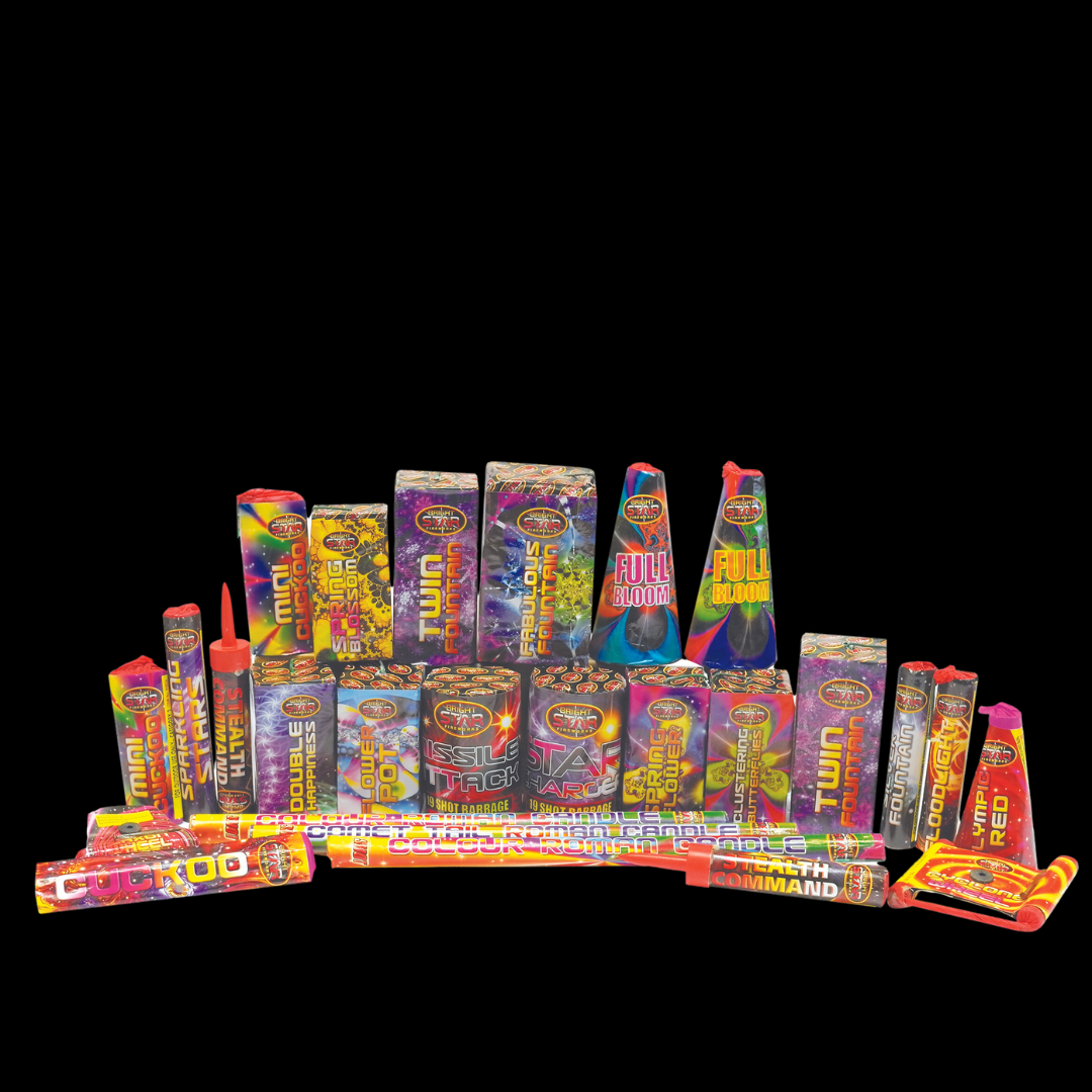 Giant Bonfire 26 Piece Selection Box by Bright Star Fireworks - Coventry Fireworks King