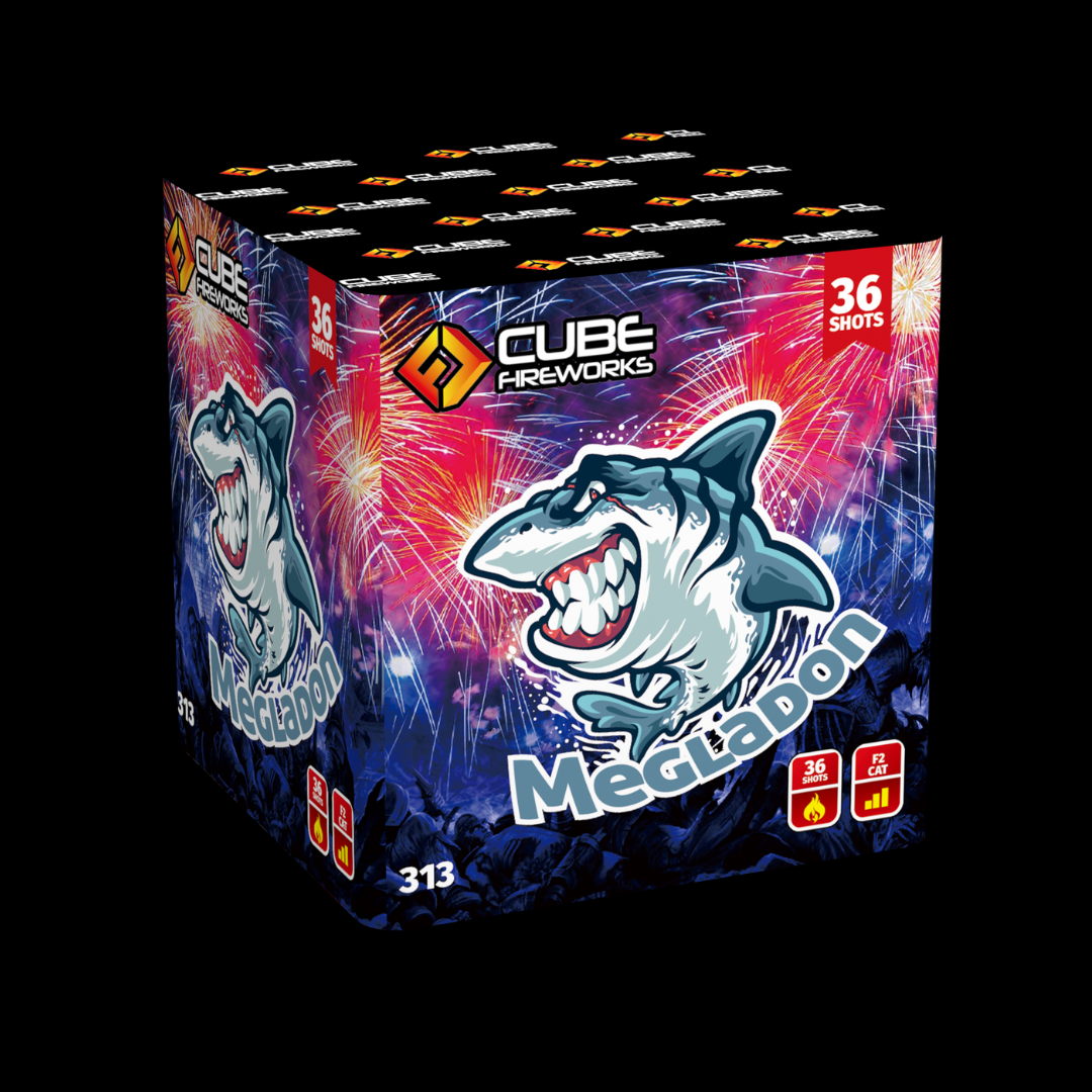 Megladon 36 Shot Cake by Cube Fireworks (Loud) - Coventry Fireworks King