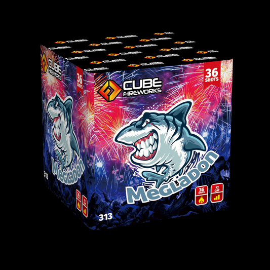 Megladon 36 Shot Cake by Cube Fireworks (Loud) - Coventry Fireworks King