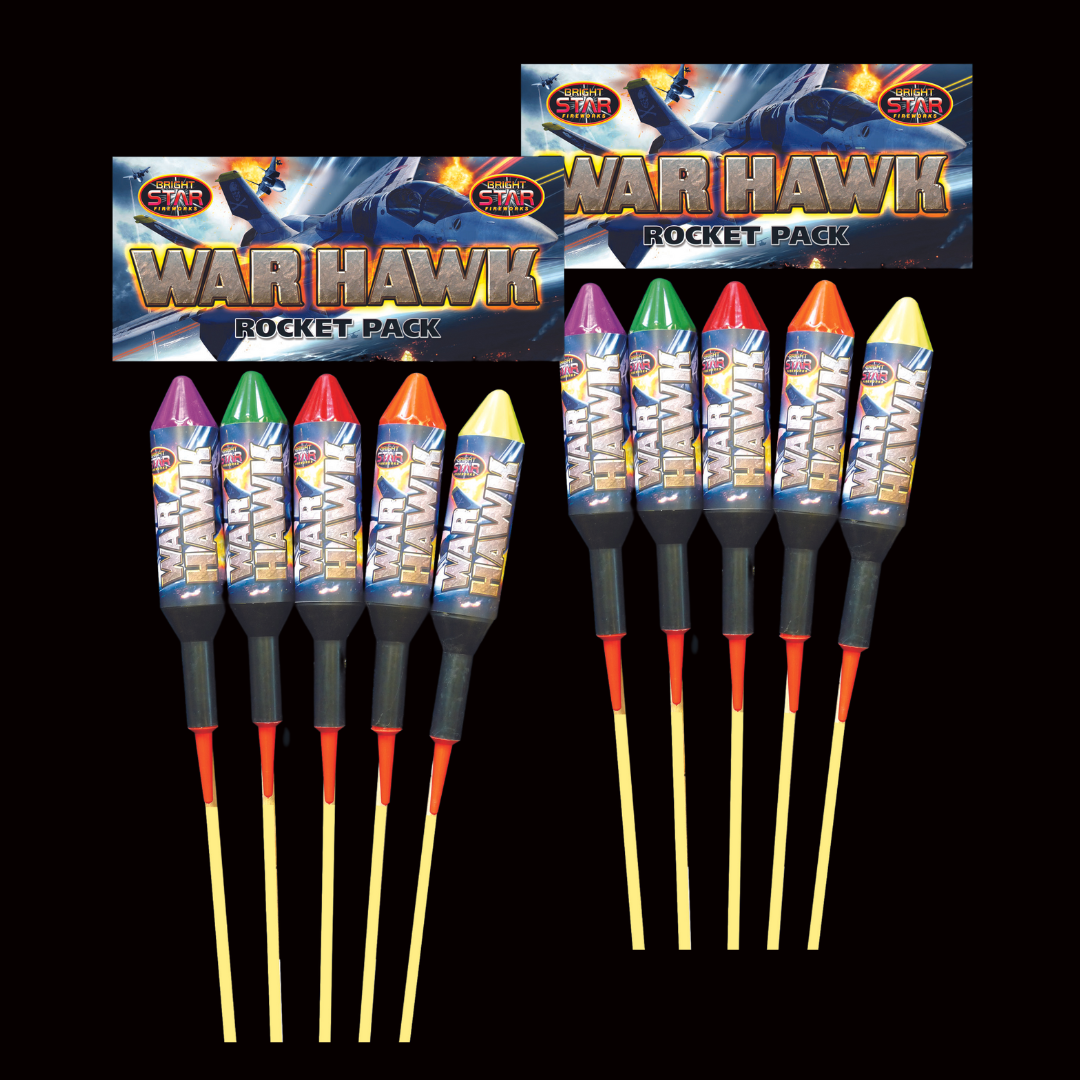 War Hawk Rockets (5 Pack) by Bright Star Fireworks (Loud) - Multibuy 2 for £55 - Coventry Fireworks King